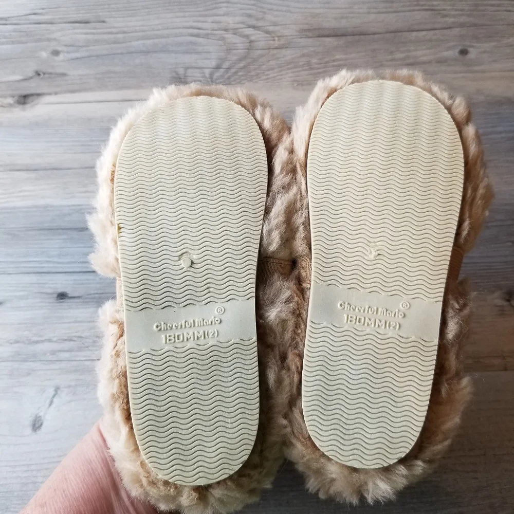 Cheerful Mario Faux Fur Butterfly Knot Soled Slipper Shoes